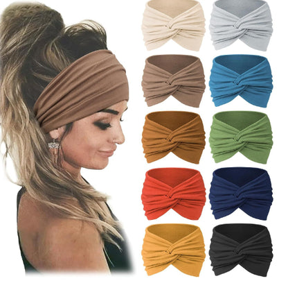 Fashion Women's Wide-brimmed Stretch Fabric Craft Cross Hair Band