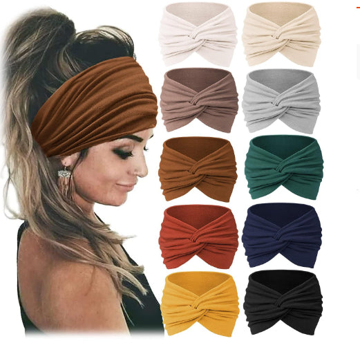 Fashion Women's Wide-brimmed Stretch Fabric Craft Cross Hair Band