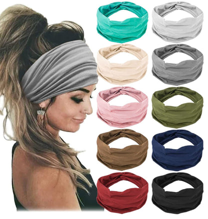 Fashion Women's Wide-brimmed Stretch Fabric Craft Cross Hair Band