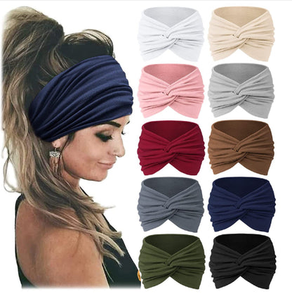 Fashion Women's Wide-brimmed Stretch Fabric Craft Cross Hair Band