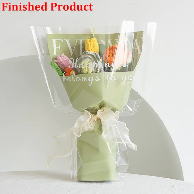 Lifelike artificial knitting flowers bouquet for gift and home decor