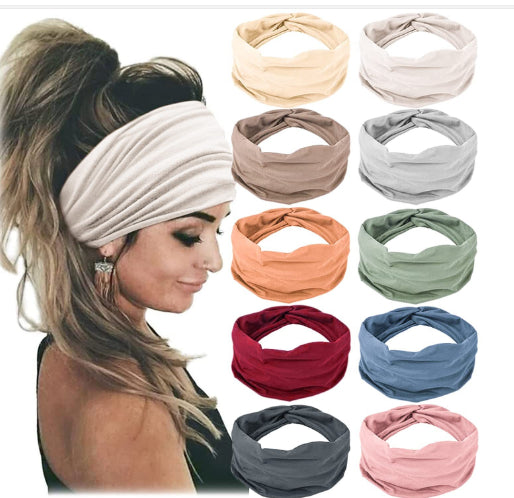 Fashion Women's Wide-brimmed Stretch Fabric Craft Cross Hair Band