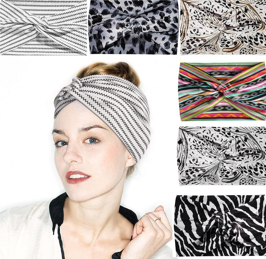 Fashion Women's Wide-brimmed Stretch Fabric Craft Cross Hair Band