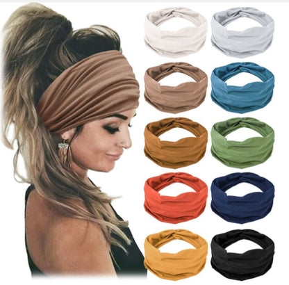 Fashion Women's Wide-brimmed Stretch Fabric Craft Cross Hair Band
