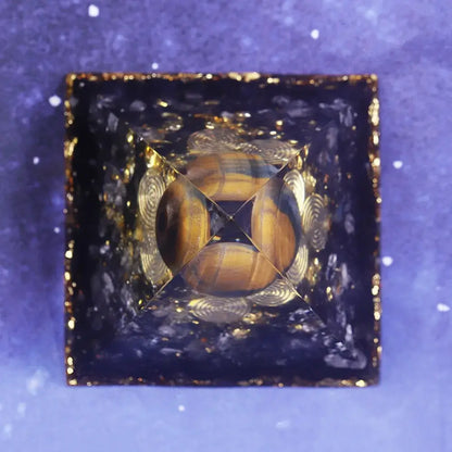 Beautiful orgonite pyramid for chakra healing and home decoration