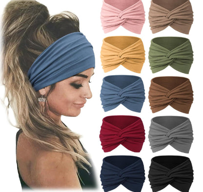 Fashion Women's Wide-brimmed Stretch Fabric Craft Cross Hair Band