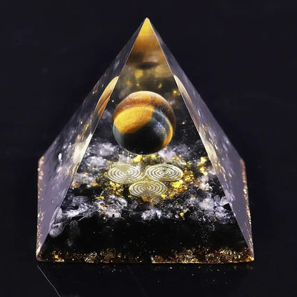 Beautiful orgonite pyramid for chakra healing and home decoration