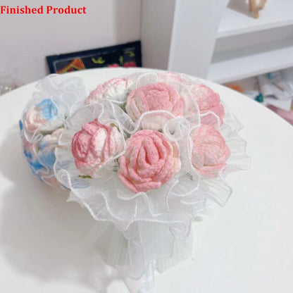 Lifelike artificial knitting flowers bouquet for gift and home decor