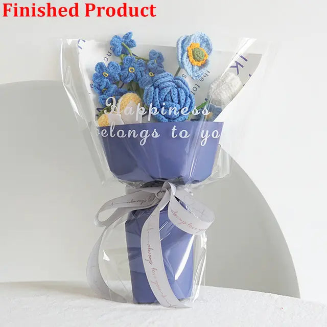 Lifelike artificial knitting flowers bouquet for gift and home decor