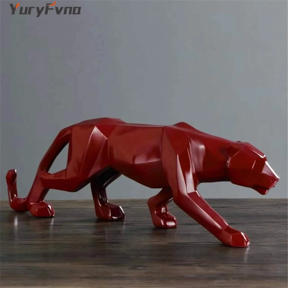 Abstract resin leopard statue for modern home office decor