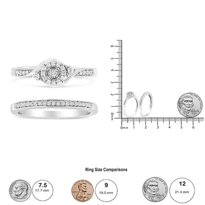 Elegant 925 sterling silver diamond engagement and wedding ring set