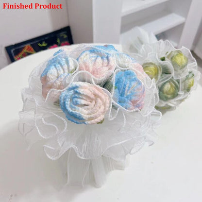 Lifelike artificial knitting flowers bouquet for gift and home decor