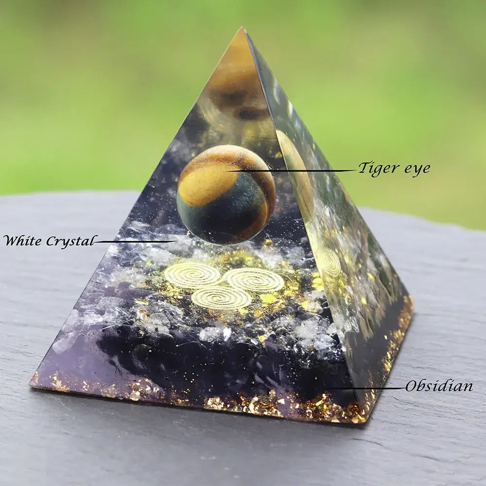 Beautiful orgonite pyramid for chakra healing and home decoration