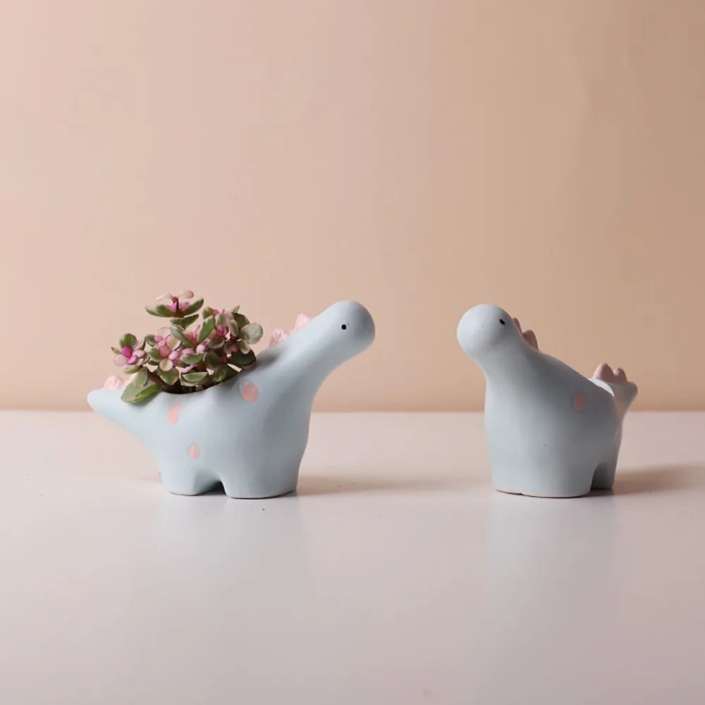 Decorative dinosaur flower pot for a playful home decor touch