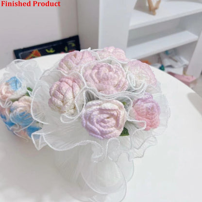 Lifelike artificial knitting flowers bouquet for gift and home decor