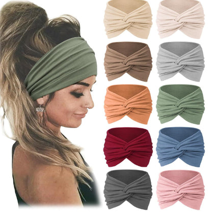 Fashion Women's Wide-brimmed Stretch Fabric Craft Cross Hair Band