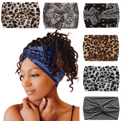 Fashion Women's Wide-brimmed Stretch Fabric Craft Cross Hair Band