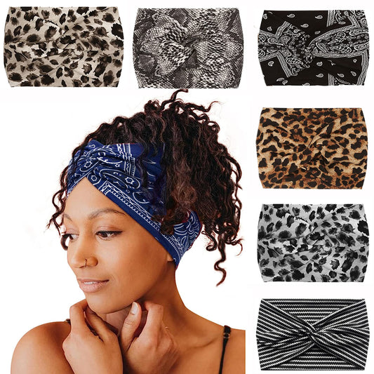 Fashion Women's Wide-brimmed Stretch Fabric Craft Cross Hair Band