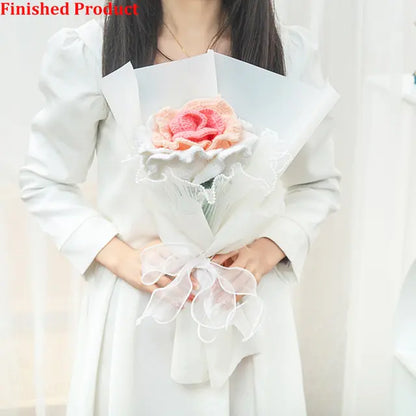 Lifelike artificial knitting flowers bouquet for gift and home decor