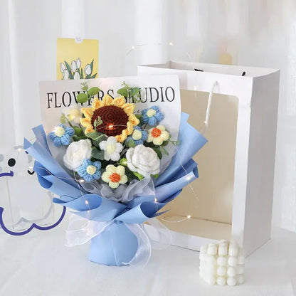 Lifelike artificial knitting flowers bouquet for gift and home decor