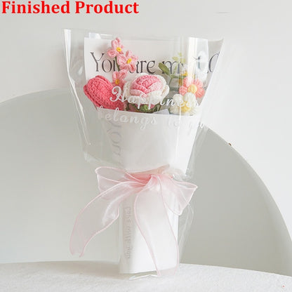 Lifelike artificial knitting flowers bouquet for gift and home decor