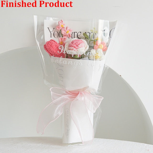 Lifelike artificial knitting flowers bouquet for gift and home decor