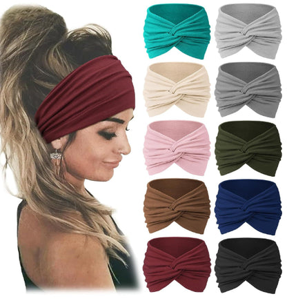 Fashion Women's Wide-brimmed Stretch Fabric Craft Cross Hair Band