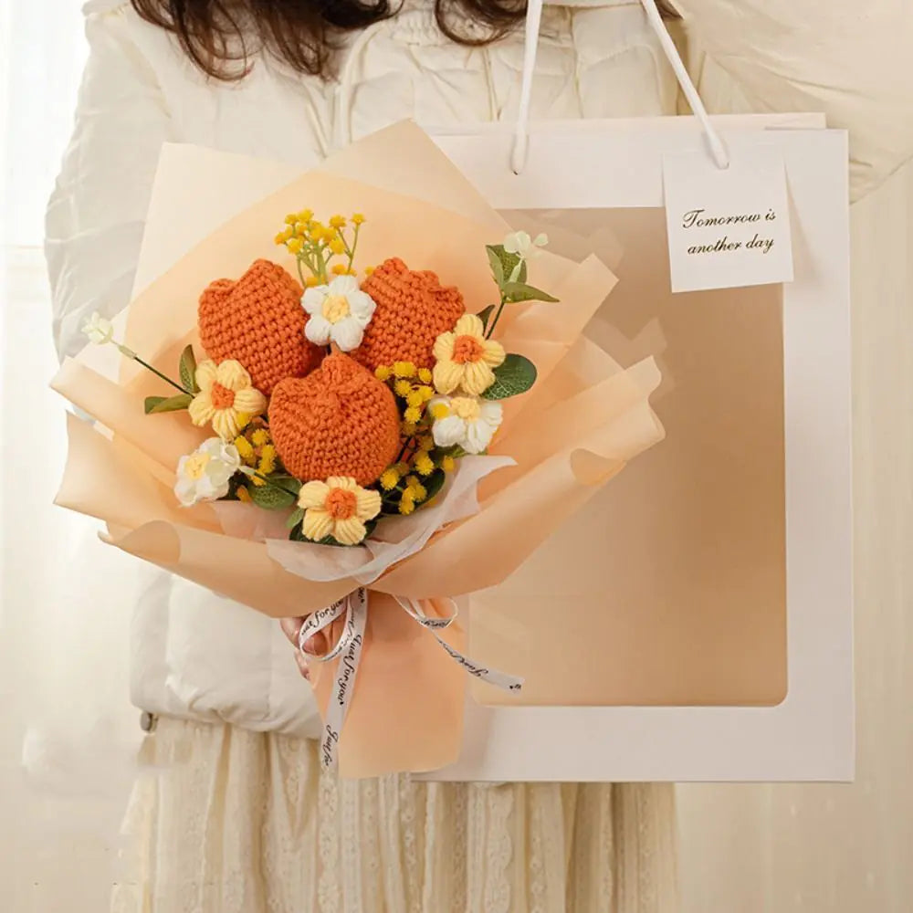 Delicate crocheted flowers bouquet for personalized gifts