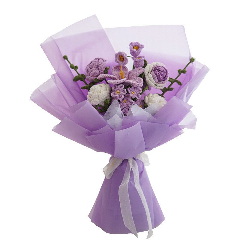 Lifelike artificial knitting flowers bouquet for gift and home decor