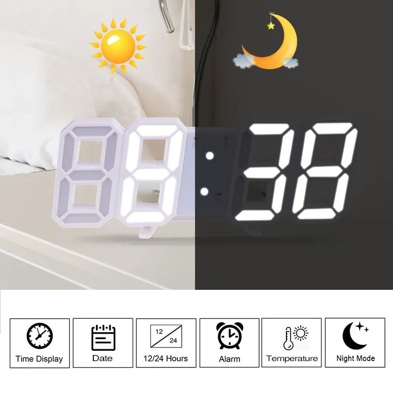 3D LED digital wall clock for home decor