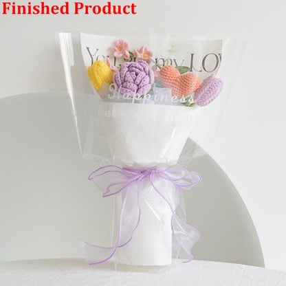 Lifelike artificial knitting flowers bouquet for gift and home decor