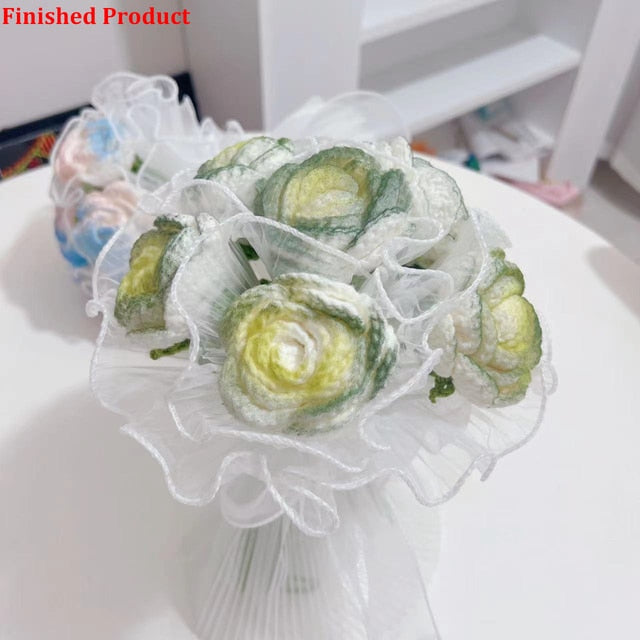 Lifelike artificial knitting flowers bouquet for gift and home decor